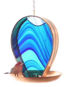 Garden Party bird feeder shown in Blue/Green